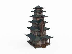 East Asian ancient architecture tower 3D Модель