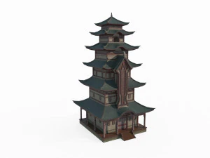 East Asian ancient architecture tower 3D Model