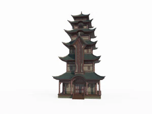 East Asian ancient architecture tower 3D Model