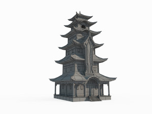East Asian ancient architecture tower 3D Модель