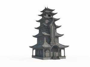 East Asian ancient architecture tower 3D Model