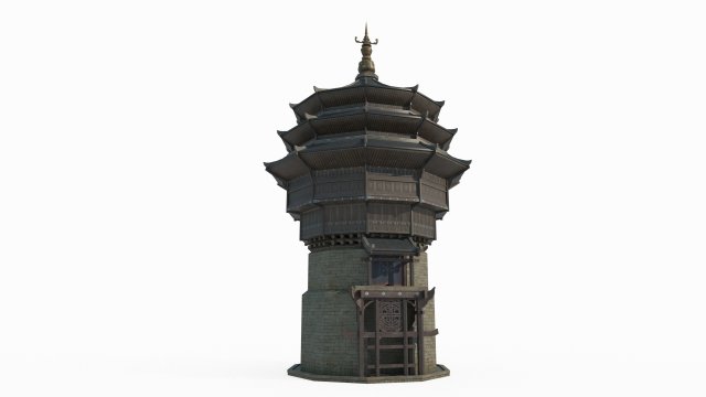 Ancient architectural towers in East Asia Modelo 3D .c4d .max .obj .3ds .fbx .stl .blend 
