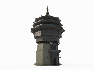 Ancient architectural towers in East Asia Modelo 3D