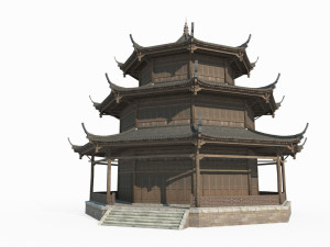 East Asian Ancient Architecture Attic 3D Model