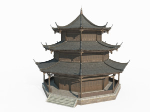 East Asian Ancient Architecture Attic 3D Model