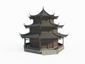 East Asian Ancient Architecture Attic 3D Model