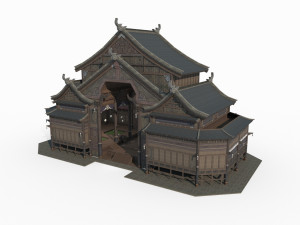 Ancient Asian Architecture Miao Hall 3D Модель