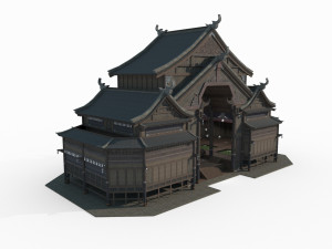 Ancient Asian Architecture Miao Hall 3D Модель