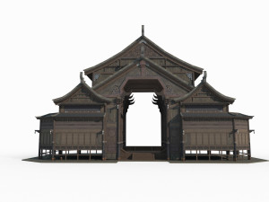 Ancient Asian Architecture Miao Hall 3D Модель