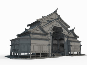 Ancient Asian Architecture Miao Hall 3D Модель