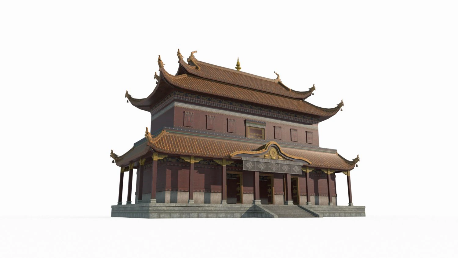 प्राचीन एशियाई वास्तुकला में बौद्ध महल 3D मॉडल .c4d .max .obj .3ds .fbx .stl .blend 