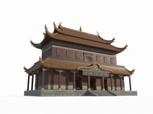 प्राचीन एशियाई वास्तुकला में बौद्ध महल 3D मॉडल