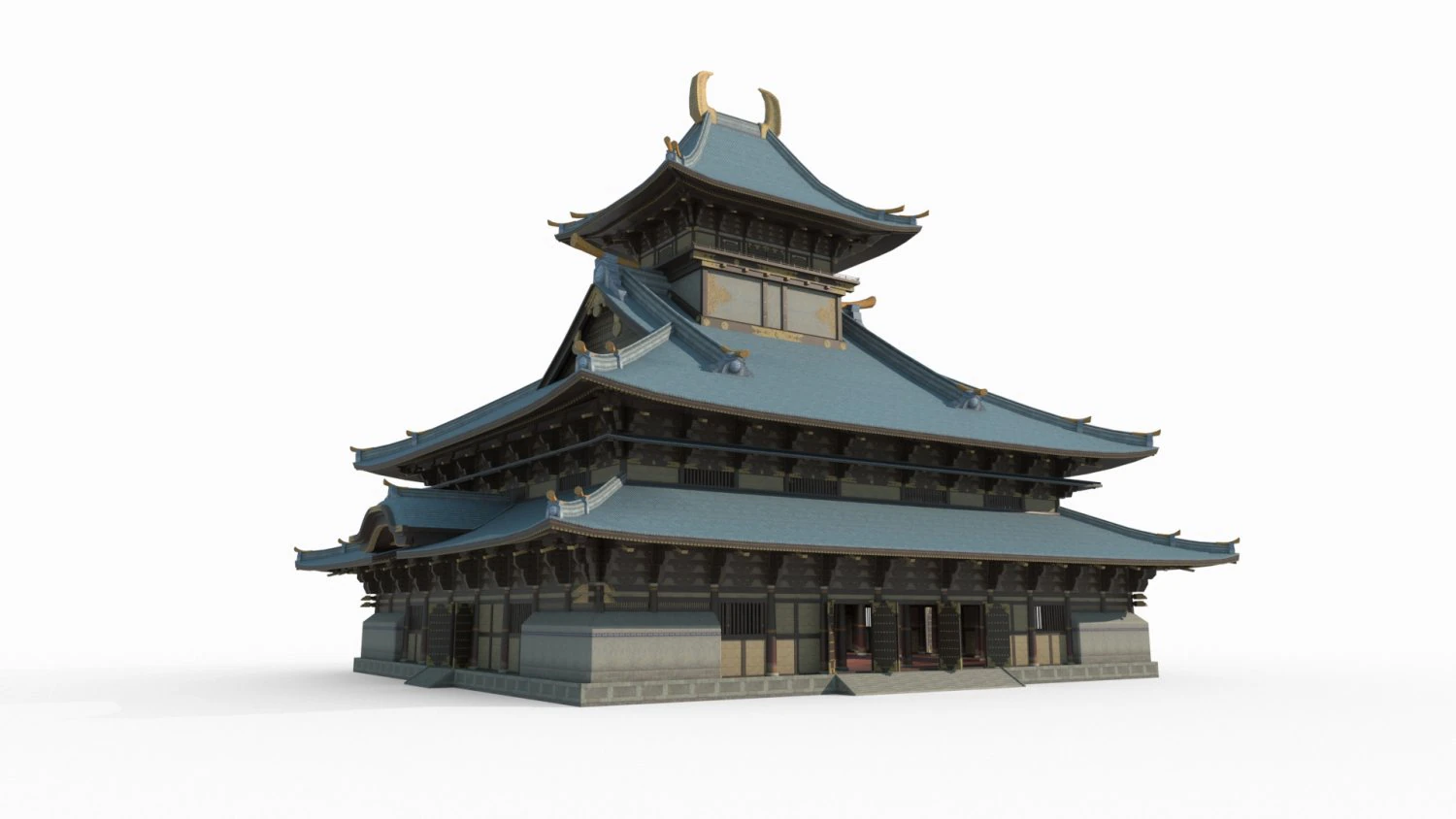 Large palaces in ancient East Asian architecture 3D Model .c4d .max .obj .3ds .fbx .stl .blend