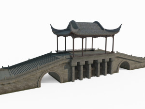 East Asian Ancient Architecture Wind and Rain Bridge 3Dモデル