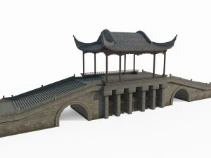 Starożytna architektura Azji Wschodniej Most Wiatru i Deszczu Model 3D