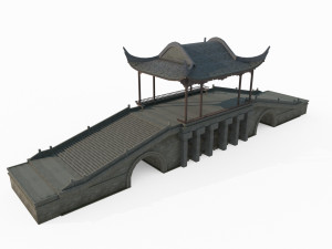 East Asian Ancient Architecture Wind and Rain Bridge Model 3D