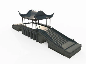 East Asian Ancient Architecture Wind and Rain Bridge 3D Model