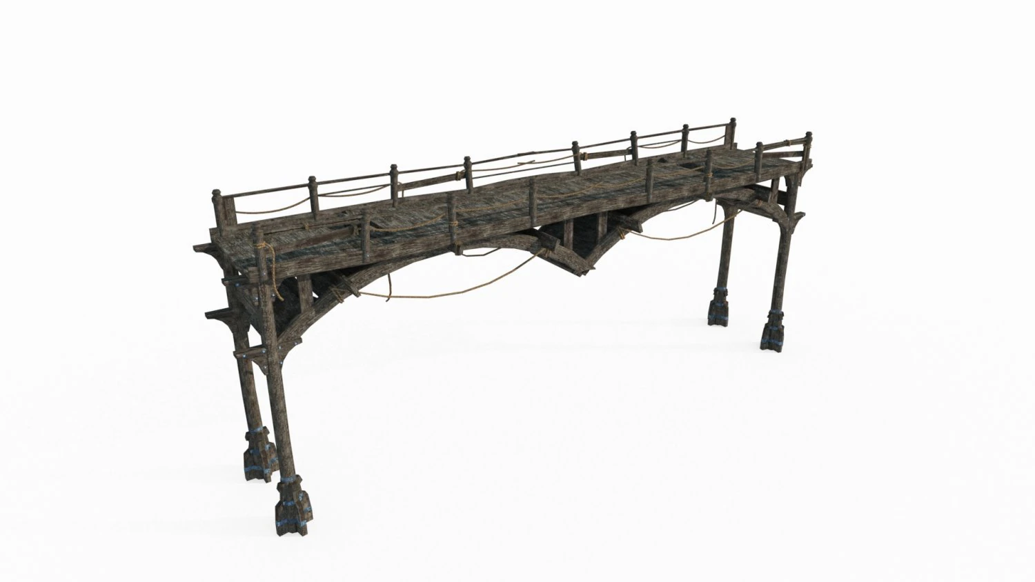 Ponte de madeira de estilo antigo Modelo 3D .c4d .max .obj .3ds .fbx .stl .blend