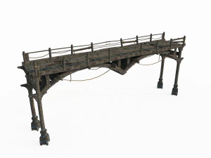 Drewniany most w starym stylu Model 3D