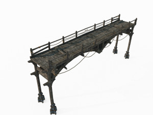 Old style wooden bridge 3Dモデル