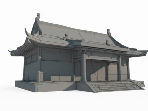 Ancient East Asian Architecture Single Room 3D Model