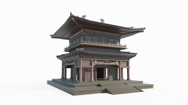 Ancient architectural palaces in East Asia 3D Model .c4d .max .obj .3ds .fbx .stl .blend 