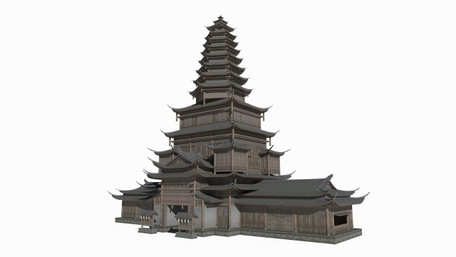 Ancient Asian architectural towers and palaces 3D 模型 .c4d .max .obj .3ds .fbx .stl .blend 