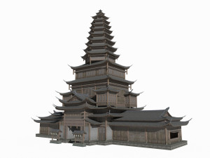 Ancient Asian architectural towers and palaces Model 3D