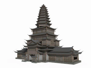 प्राचीन एशियाई स्थापत्य मीनारें और महल 3D मॉडल