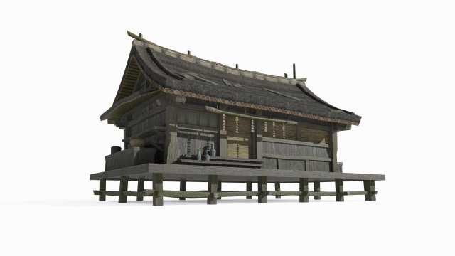 Asian Ancient Architecture Thatched Cottage 3D Model .c4d .max .obj .3ds .fbx .stl .blend 