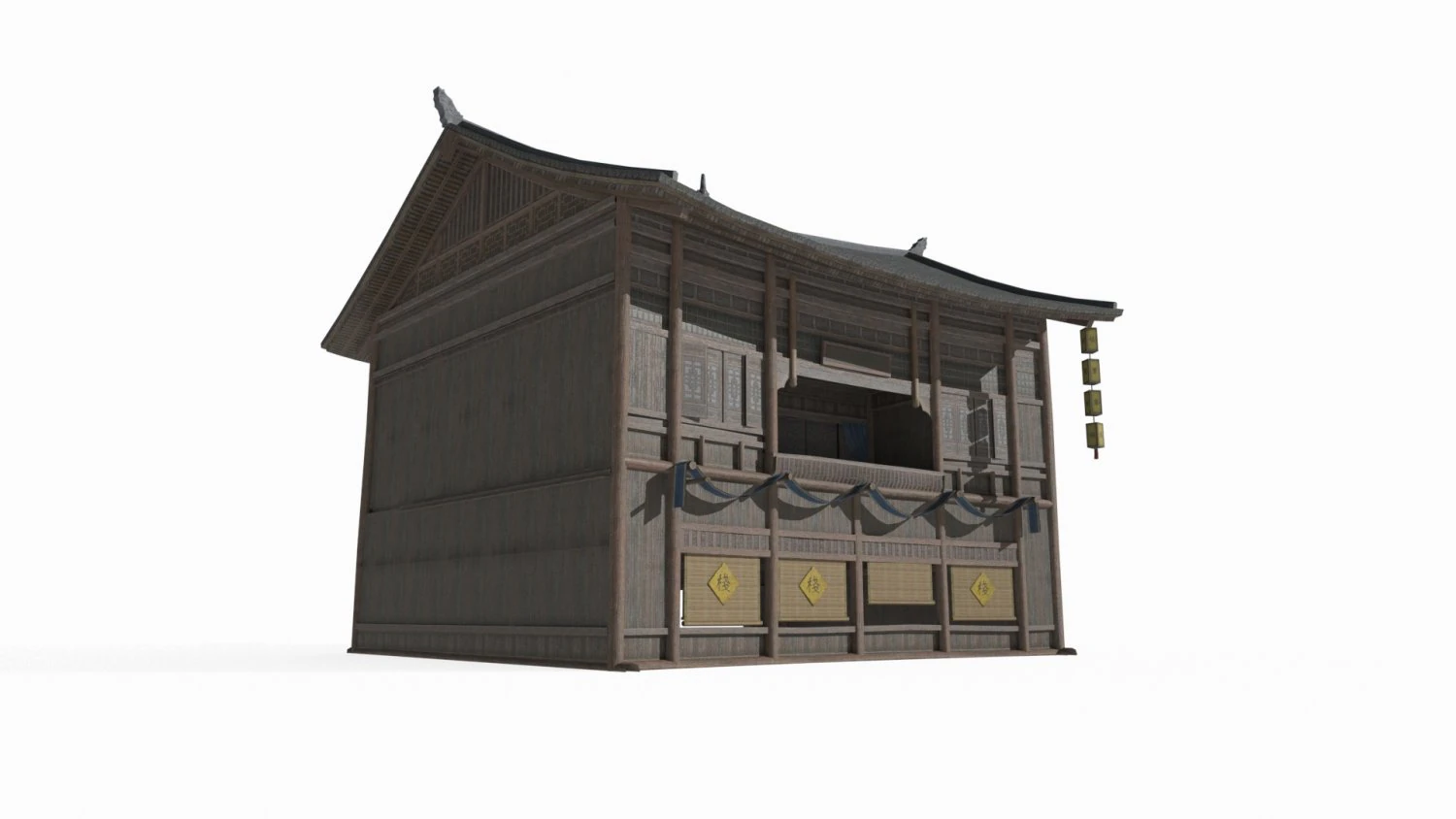 Asian Ancient Architecture Inn 3D Model .c4d .max .obj .3ds .fbx .stl .blend