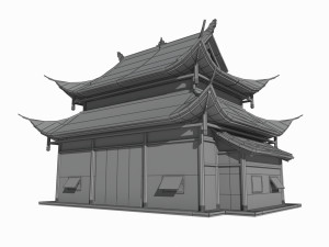 Asian ancient architecture shops and houses Model 3D
