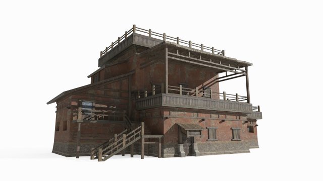 Asian Ancient Architecture Gobi Hotel 3D 모델 .c4d .max .obj .3ds .fbx .stl .blend 