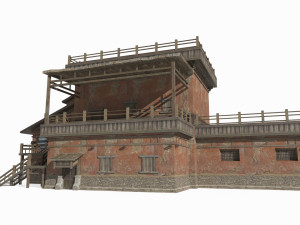 Asian Ancient Architecture Gobi Hotel 3D 모델