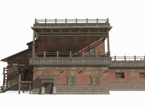 Asian Ancient Architecture Gobi Hotel 3D 모델