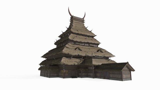 Thatched Cottage of Ancient Asian Tribes 3D 모델 .c4d .max .obj .3ds .fbx .stl .blend 