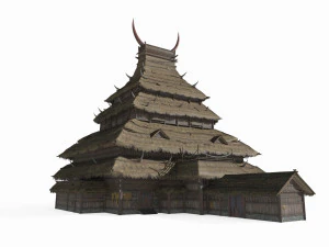 Casa de palha de antigas tribos asi&aacute;ticas Modelo 3D
