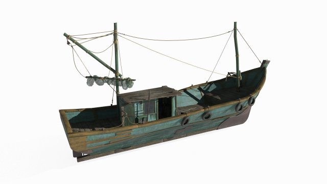 Wooden fishing boat 3D-Modell .c4d .max .obj .3ds .fbx .stl .blend 