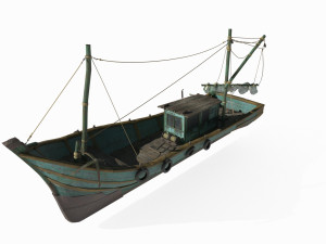 Wooden fishing boat 3D-Modell