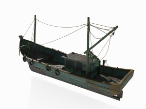 Wooden fishing boat 3D-Modell
