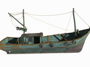 Wooden fishing boat 3D-Modell