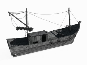 Wooden fishing boat 3D-Modell