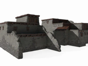 Stone houses at high altitude in The Tibetan Plateau 3D Model