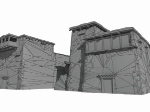 Stone houses at high altitude in The Tibetan Plateau 3D Model