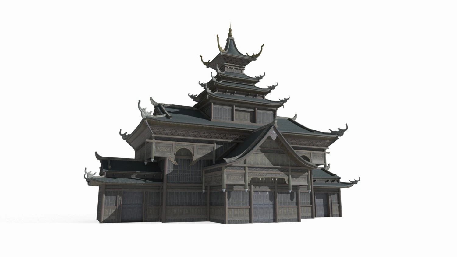Ancient architecture and barbarian palaces in East Asia 3D Model .c4d .max .obj .3ds .fbx .stl .blend 