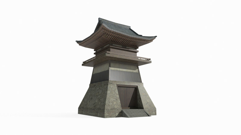 East Asian Ancient Architecture Defense Tower 3D Model .c4d .max .obj .3ds .fbx .stl .blend 
