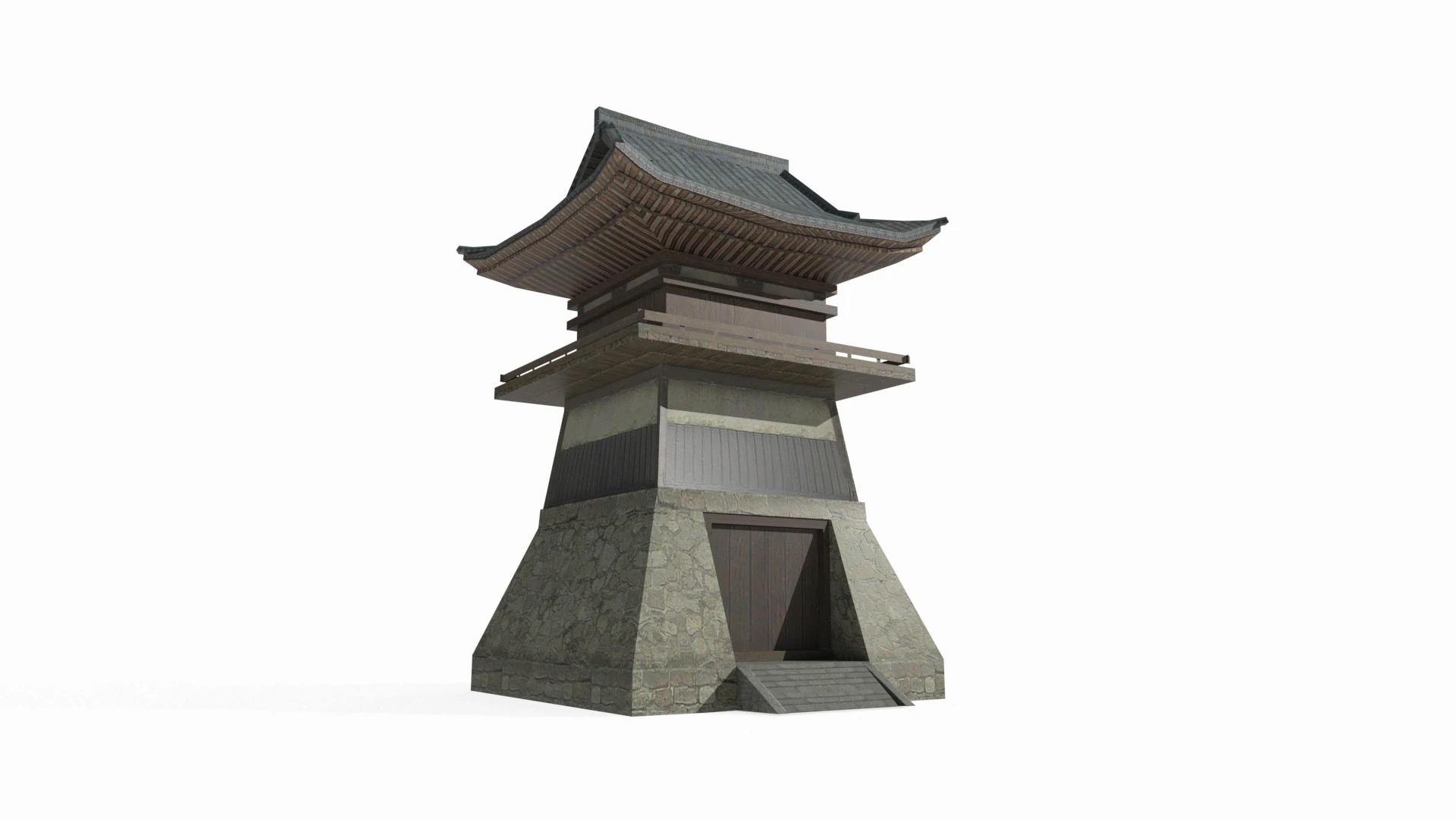 East Asian Ancient Architecture Defense Tower 3D Model .c4d .max .obj .3ds .fbx .stl .blend 