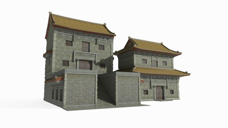 East Asian Ancient Architecture Taoist Temple 3D Model .c4d .max .obj .3ds .fbx .stl .blend 