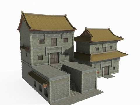 East Asian Ancient Architecture Taoist Temple 3D Model