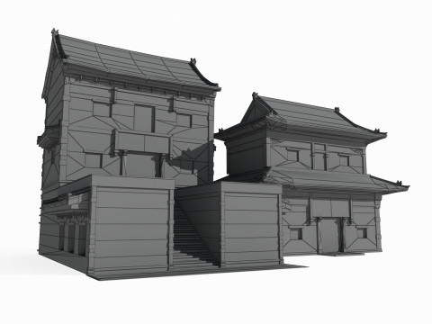 East Asian Ancient Architecture Taoist Temple 3D Model